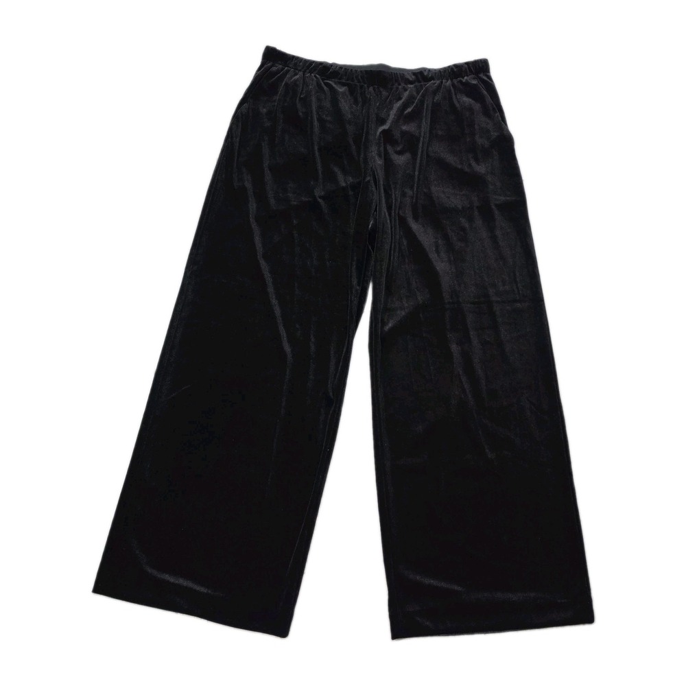 Gap NWT Velour Wide Leg Pants Womens Large L Black Lounge Cozy